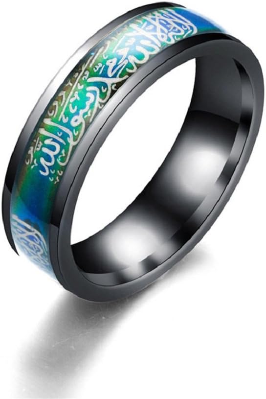 TIARA Trading Muslim Allah Mood change colour Stainless Steel Ring for women men - N