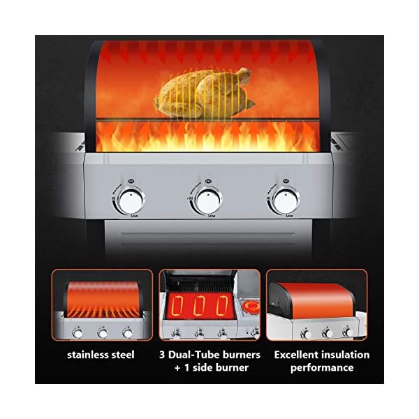 RINKMO-Gas-Grill-2020-Upgrade-670-sq-inch-3-Burner-36000-BTU-per-Hour-Input-Stainless-Steel-Liquid-Propane-Grill-Movable-BBQ-Grills-with-Side-Burner-Cart-Style