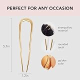 Kitsch French Hair Pins for Women Gold 2pc Updo Chignon Hair Fork view 2