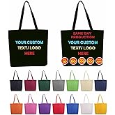 4SignsPlus Custom Tote Bags 10–100 Pack, Personalized Reusable Shopping Bags with Handles, 14.25” W x 15” H x 5” Bottom Gusset, Lightweight Promotional Tote Bags with Logo or Text for Everyday Use
