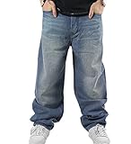 QBO Men's Baggy Jeans Denim Sweatpants Loose Pants