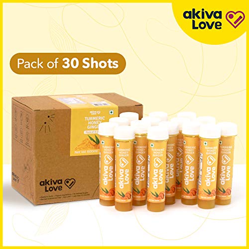 Turmeric Honey Ginger Ayurvedic Juice Shots by Akiva Superfoods (Pack