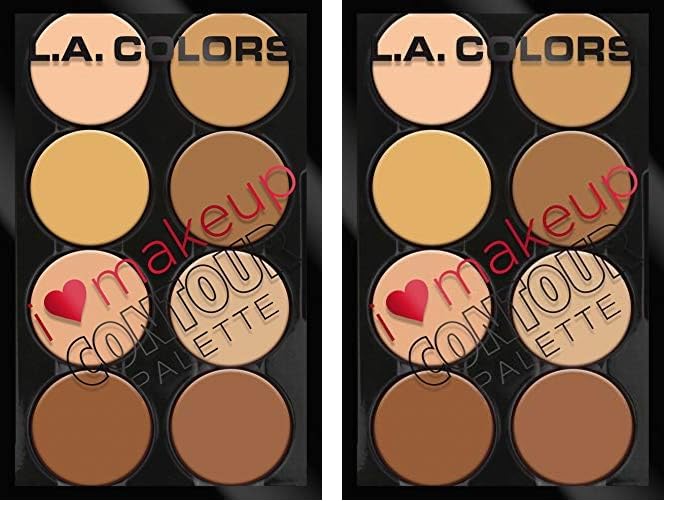 L.A. COLORS I Heart Makeup Contour Palette, Light to Medium C30352 (Pack of 2)