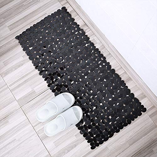 NonSlip Pebble Bathtub Mat Black 16 W x 35 L Inches (for Smooth/Non