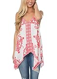 Dearlovers Women Tribal Printed Casual V Neck Loose Summer Camis Tank Tops X-Large Size White