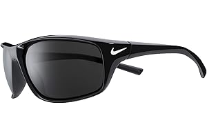 Nike EV1134-001 Adrenaline Sunglasses Shiny Black/White Frame Color, Grey Lens Tint