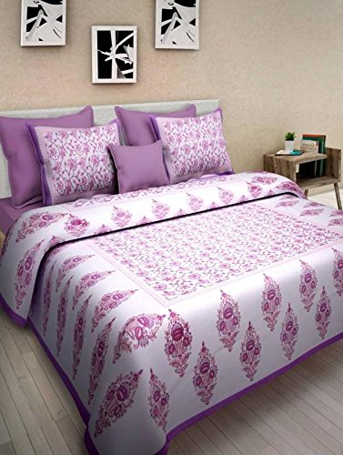 JAIPUR PRINTS Rajasthani jaipuri Double Bedsheets 100% Cotton Printed Multi Color (1 double Bed sheet with 2 pillow cover)