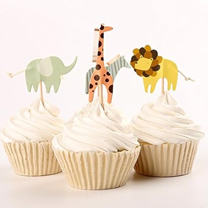 Amazon Com Imagitek 48 Pack Zoo Animal Themed Cake Toppers Zebra