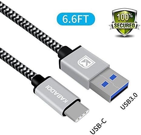 USB Type C Cable, KABADDI USB C to USB 3.0-6.6Ft Nylon Braided Long Cord Fast Charger for Samsung Galaxy S8/S8 Plus, Macbook,LG G6 G5 V20,Nexus 6P 5X,Google Pixel XL,OnePlus 3T 2,Nintendo Switch