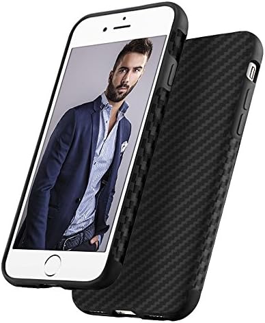 iphone 7 Case, DUDETOP [ Ultra-thin Series ] Shock-Absorbing Bumper Scratch-Resistant Non-Slip Protective Cover [Carbon Fiber Texture] with Soft TPU Case for Apple iPhone 7 case 4.7" inch ( Black )