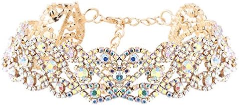 VNASEA Rhinestone Choker-Women’s Crystal Diamond Collar Necklace Party Wedding Prom Jewelry (Gold)