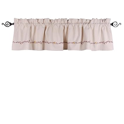 Home Collections by Raghu 72x15.5 Homespun Berry Grain Sack Cream Valance