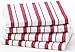 COTTON CRAFT - 4 Pack - Basket Weave Dish Cloths - Red - 100% Cotton - Oversized 15x15 - Modern Clean Striped Pattern - Convenient Hanging Loop