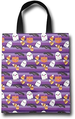 THIS STORE Reusable Grocery Shopping Plain Tote Halloween Cat And Ghost Wallpaper Print Shoulder Bag Large Capacity Promotional Bags Hiking Storage Bag