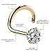FreshTrends 3mm Cubic Zirconia 14K Yellow Gold Nose Ring Twist Screw - 20G