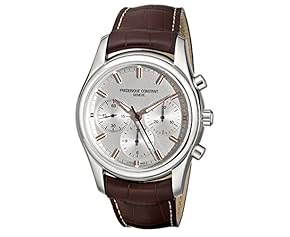 Frederique Constant Peking To Paris Stainless Steel Mens Swiss Watch with Second Hand - Silver Dial Luminous Analog Chronograph Watch - Brown Leather Strap Frederique Constant Automatic Watch FC-396V6B6