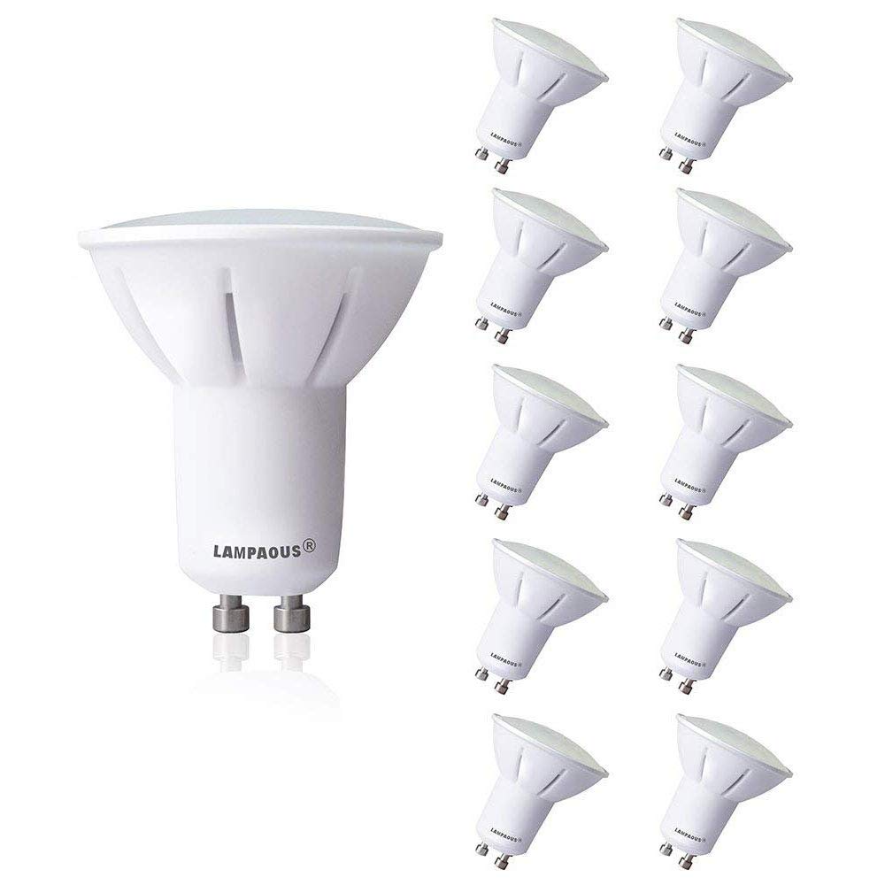 Lampaous® GU10 LED Light Bulb 50wHalogen Gu10 Bulb Equivalent, GU10 Dimmable LED Bulb Work with a lampaous 2.4G Wireless Remote Control, 2700K to 6500K Warm White,Pure White, Cool White (10 Bulbs)