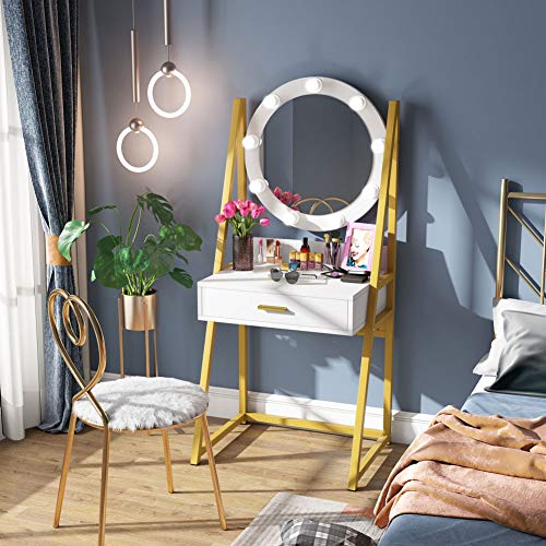 Tribesigns Vanity Table with Swivel Lighted Mirror, Makeup Vanity