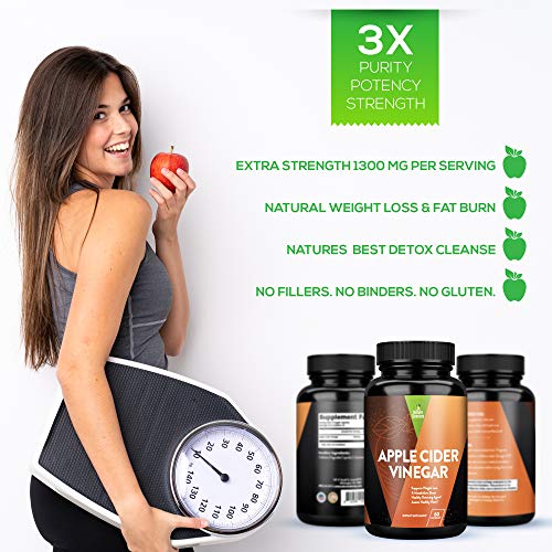 image for Apple Cider Vinegar Capsules, Detox and Colon Cleanse, Herbal Appetite