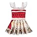 Little Girls Princess Dress Lace Ruffle Sleeve for Moana Costume Outfit with Necklace Flower For Halloween Christmas Dress Up (90(2-3Y), Red)