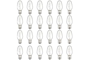 LinMiFo 24 Pack C7 Night Light Bulbs, 4 Watt Night Light Bulbs Dimmable, E12 Candelabra Base Salt Lamp Bulbs Wax Warmer Bulbs for Salt Lamp Night Light Patio Xmas String Lights (Clear)