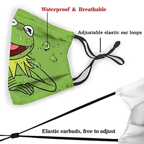 odbo Cute Green Frog Reusable Face Bandanas for Kids, Children Breathable Seamless Mouth Covering with Filter Pocket 2 PCS