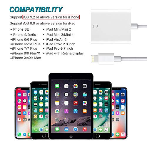SD Card Reader, Lightning Adapter for iPhone (Requires iOS 9.2 or Later), Trail Game Cameras Viewer for iPhone X/8 Plus/8/7 Plus/7/6s Plus/6s/6 Plus/6/5/5S iPad Mini/Air, No App Required [Upgraded] - Thumbnail 4