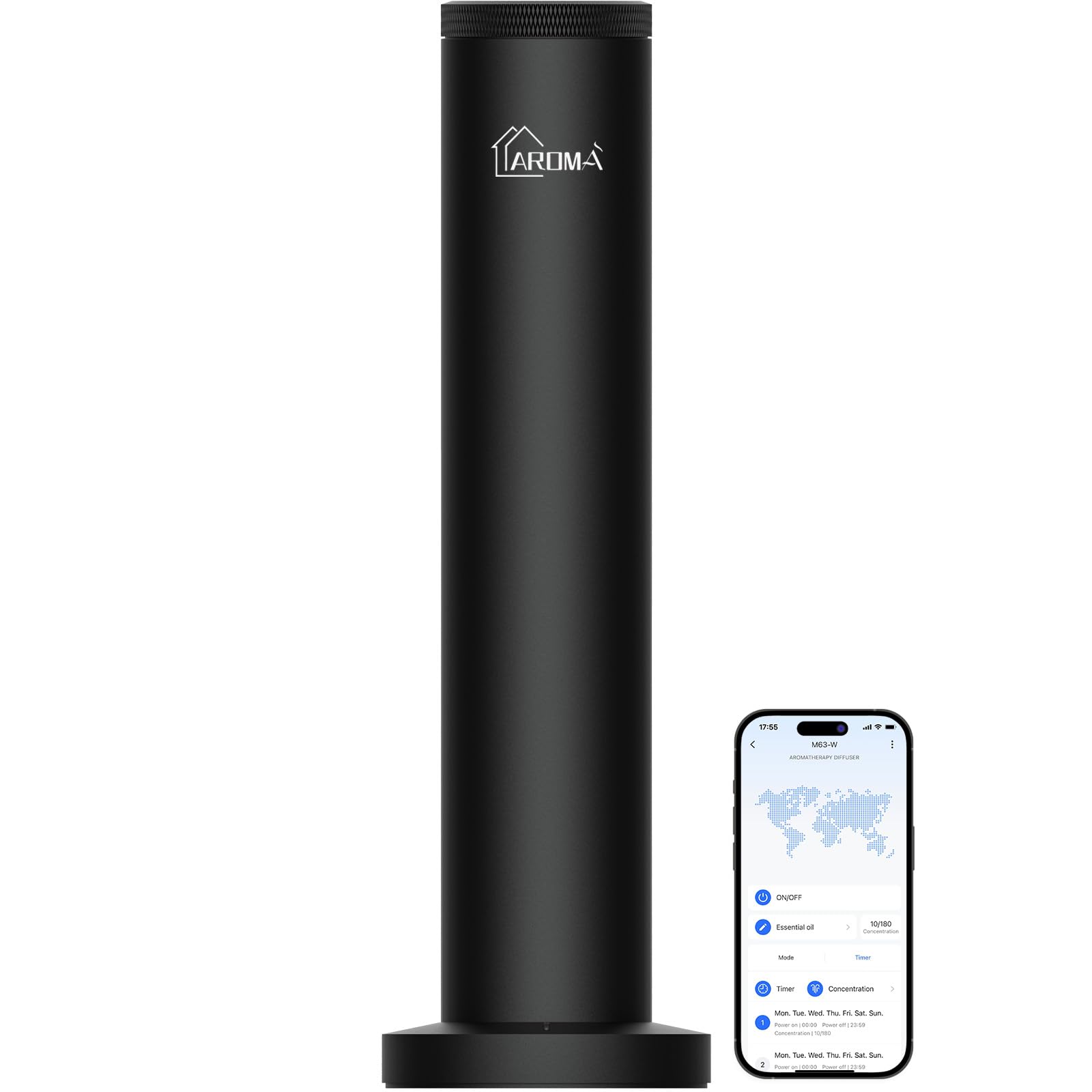 Photo 1 of 2025 Upgraded Cordless Rechargeable Diffuser - Hotel Scent Diffuser for Whole House- Scent Air Machine -App Bluetooth Control - Waterless Essential Oil Diffuser for Large Room, Studio Office - Black