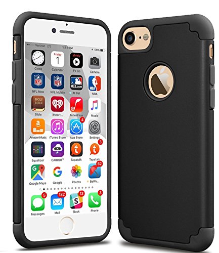 iPhone 7 Case, CaseHQ Slim Anti-Scratch Protective Heavy Duty Dual layer PC Rugged Shockproof Bumper Case Non-slip Grip Protection Cover for iPhone 7 black