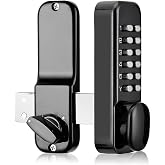 Keyless Gate Locks for Outdoor Fence, Mechanical Keypad Lock, Smart Lock for Outdoor Gate, Patio, Garage, Backyard, Bidirectional Install, Weatherproof Zinc Alloy (Black)