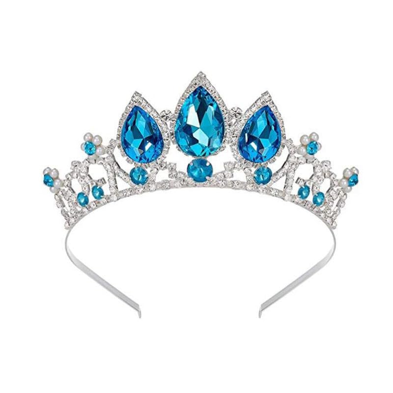Princess Tangled Crystal Rhinestone Cosplay Tiara Headband Crown For Prom Halloween Birthday Costume Party(Blue)