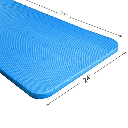 Easthills Fitness 71" x 24" Extra Thick 1 Inch Yoga and Exercise Mat with Elastic Strap for Gym, Workout, Physical Therapy, Pilates.