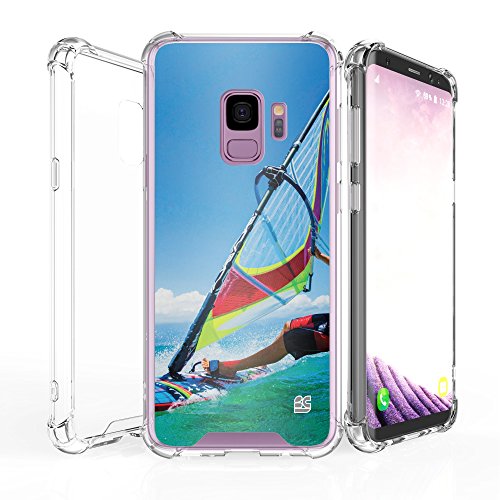 Galaxy S9 Case, AquaFlex transparent Clear Hybrid Bumper Case Cover Samsung Galaxy S9 (Parasailing)