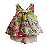 Girls Rabbit Short Sleeves Dress Length To The Knee Dresses (6-7 Years, Green)