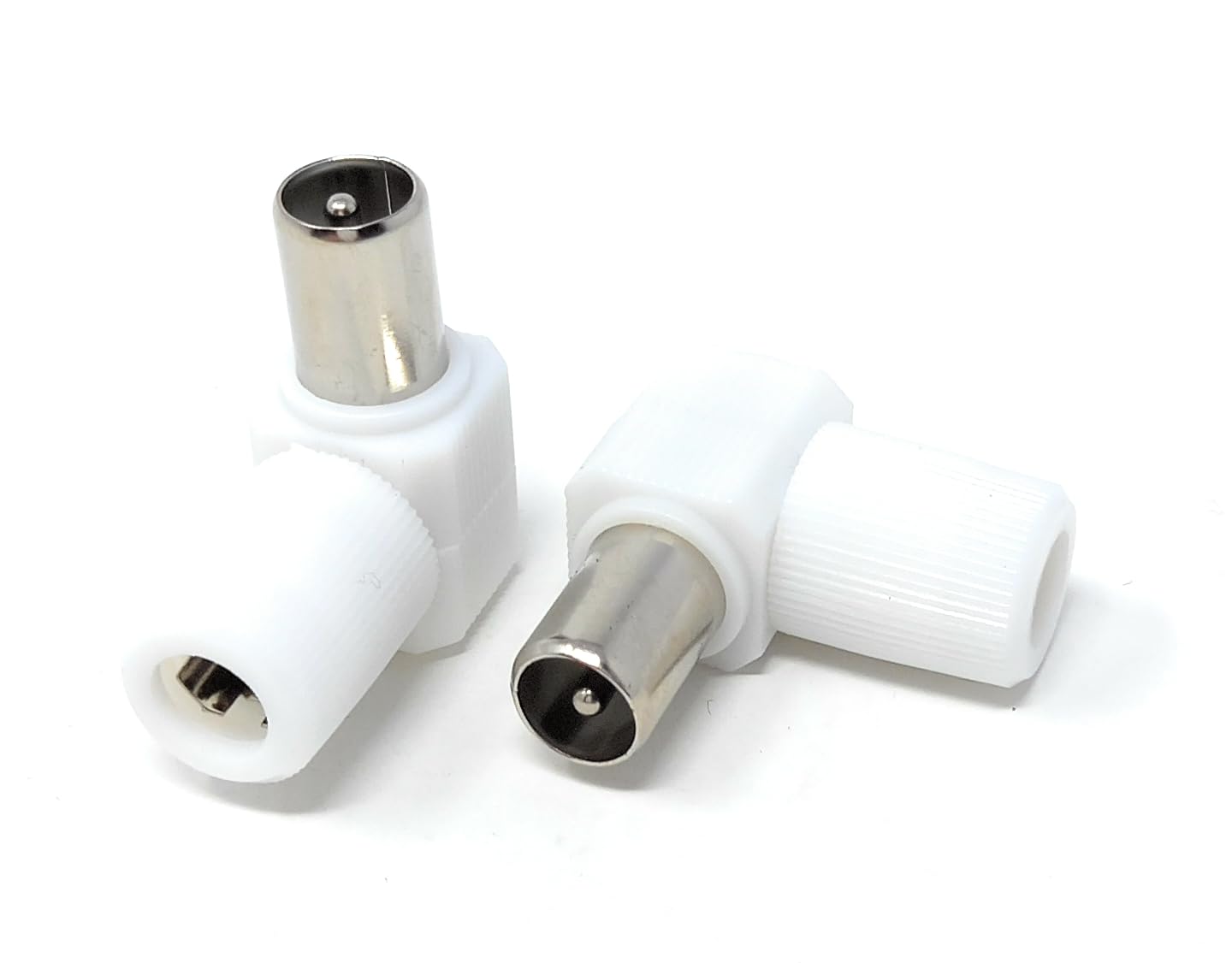 DRUT 2pcs. Right Angle RF TV Coax Plug Adapter for TV Aerial Antenna Cables - Screw Connection, No Soldering Required
