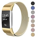 SWEES Metal Bands Compatible Fitbit Charge 2, Milanese Stainless Steel Metal Magnetic Replacement Wristband Small & Large (5.5
