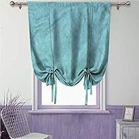 SONGDAYONE Turquoise Adjustable Thermal Insulated Tie Up Curtain Panel Sea Inspired Lines W31 x L64 inch