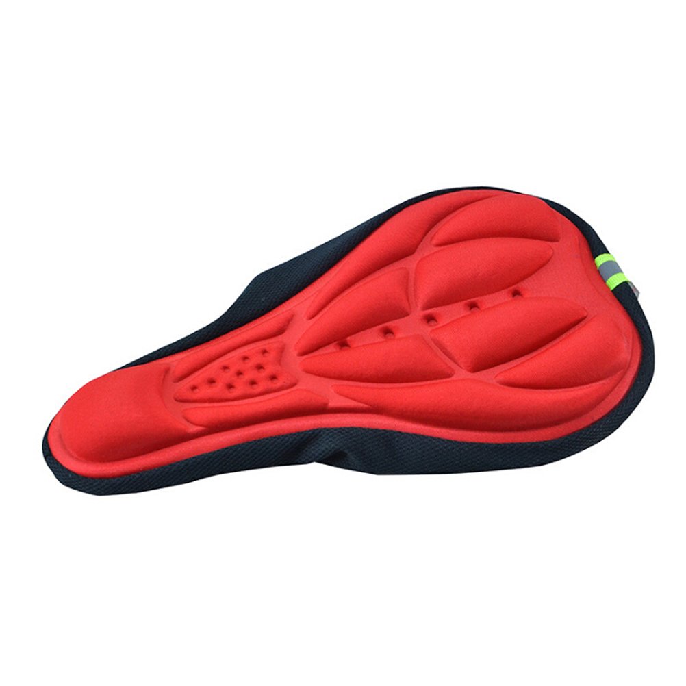 Bike Seat Cover Red Gel Saddle Cushion for Men Women Ergonomic Soft Non-slip Design for Long-distance Riding Compatible with Road Mountain and Folding Bikes