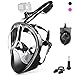 ZIPOUTE Snorkel Mask Full Face, Full Face Snorkel Mask Adult and Kids with Detachable Camera Mount, Snorkeling Mask 180 Panoramic View Anti-Fog Anti-Leak Dry Top Set with Adjustable Straps (Black S/M)