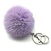 Raylans Soft Elegant Real Rabbit Fur Pompom Ball Car Key Chain Handbag Key Rings,Silver Chain,Taro Purple