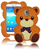 Bastex 3D Character Silicone Case for Samsung Galaxy S5 i9600 - Light Brown Teddy Bear with Bow