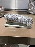 TISHAA Luxury Dazzling Diamond Crystal Handmade Bling Stapler for Office, School, or Home (White Stapler)