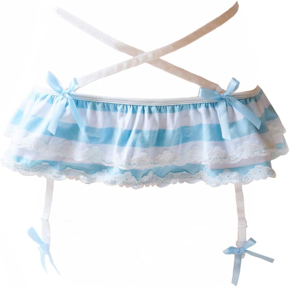 Joyralcos Japanese Striped Panties Bikini Cotton Anime Blue Pink Cosplay Underwear 2 Pack Briefs