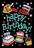 Toland Home Garden Happy Birthday Cake 12.5 x 18-Inch Decorative USA-Produced Double-Sided Garden Flag