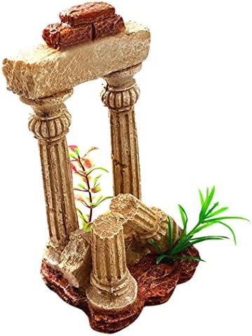Vacally Roman Temple Ruins Aquarium Decoration Durable Resin Aquarium Tank Fish Hiding Cave Ornament