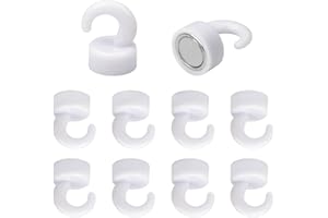 NogmeTaa Small Magnetic Hooks for Refrigerator, Mini Magnetic Hooks for Cruise Cabins, Magnet Hook for Kitchen, Classroom, and Office - Pack of 10 (White)