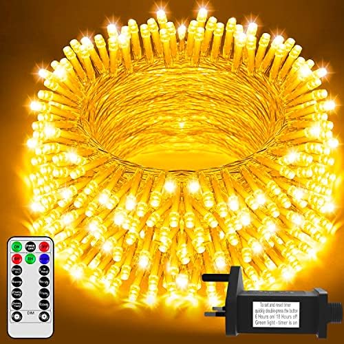 Festive Fix Christmas Tree Lights – 200 LED, 20m Waterproof String Decorations with Remote & 8 Modes – Energy-Saving Indoor/Outdoor Xmas Lights for Home, Garden & Weddings [Cool White/Warm White]