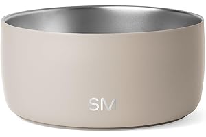 Simple Modern Stainless Steel Pet Water Bowl for Dogs & Cats | Reusable Insulated Stainless Steel Food Bowls for Dog Cat | No Tip No Slip BPA Free | Bentley Collection | Medium (32oz) | Almond Birch