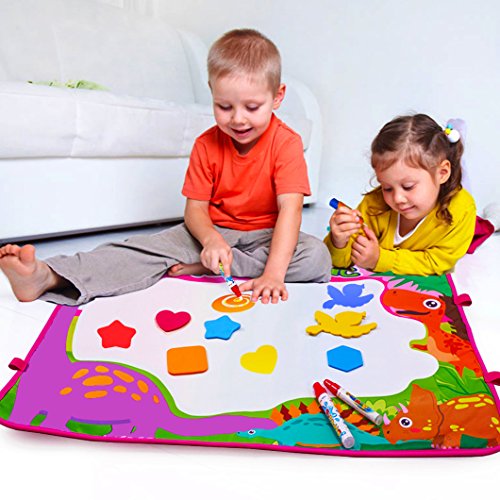 iGeeKid Aqua Doodle Drawing Mat Pad Tablet 6 Color 4 Magic Pens with 4 Clips Dinosaur Large Water Painting Writing Board for Boys Girls Kids Children Toddler Travel School Gifts Learning Toys - Thumbnail 6