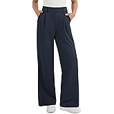 ATHMILE Womens Dress Pants Wide Leg Pull On Stretchy Work Pants Women High Waisted Business Casual Trousers with Pockets